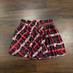 Kenzo Pleated Grid Print Skirt Black Pink White FR 40 (US 8)